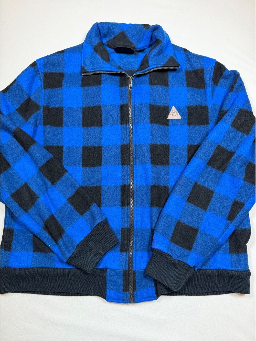 Vintage 90s Pacific Trail Fleece Jacket Men’s L Blue Black Buffalo Plaid Zip